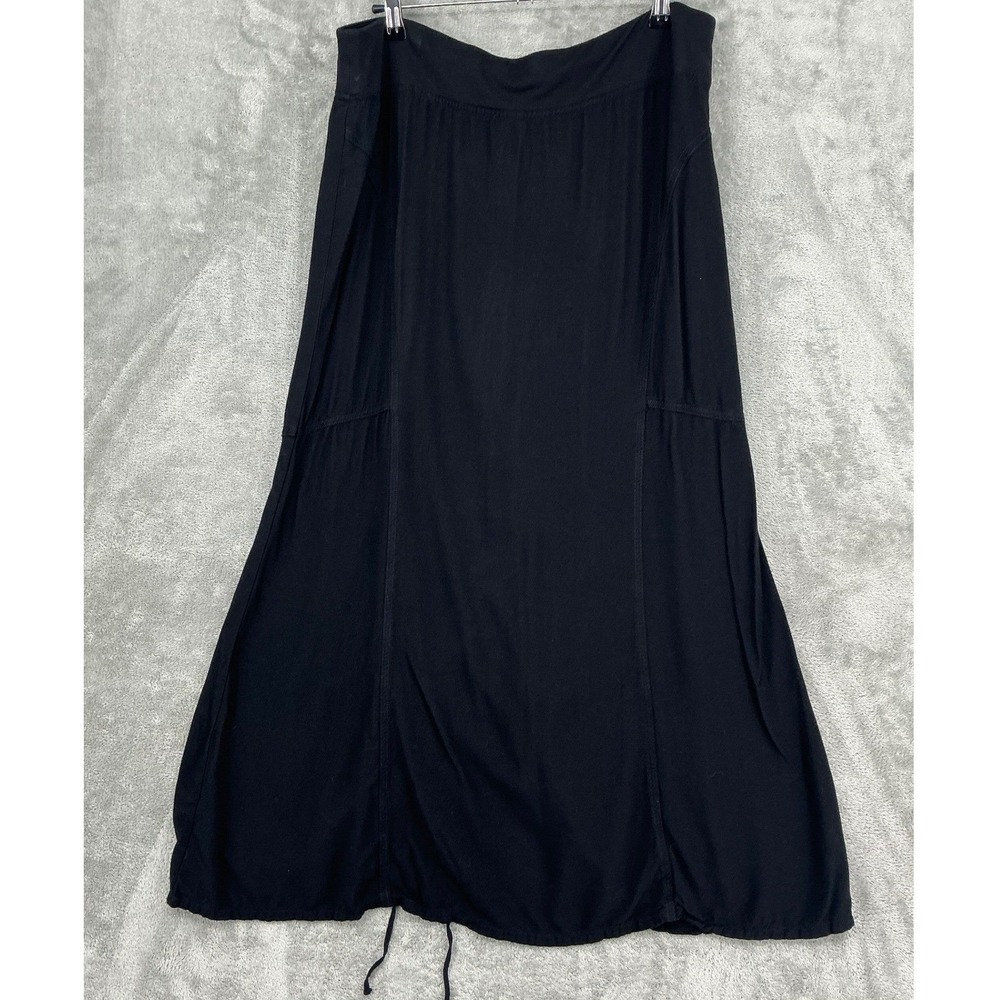 XCVI Wearables Skirt Womens Large Ruched Maxi Drawstring Pull On Comfort Black